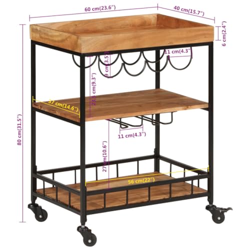 Mueble bar de madera maciza de acacia y hierro Mangloder de diseño industrial moderno 8