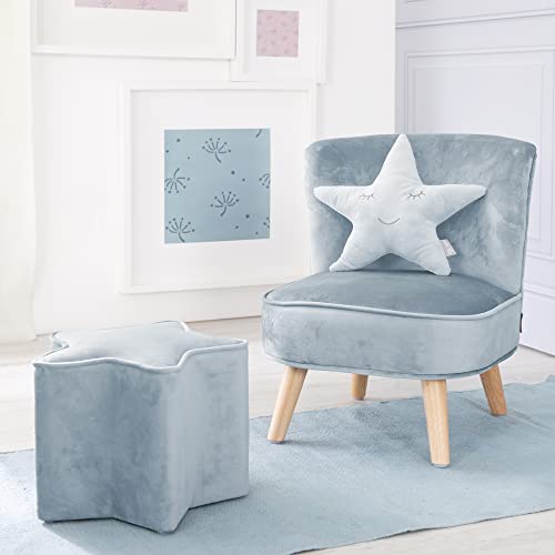 roba Kuschelkissen in Stern Form - roba Style - Flauschiges Deko Kissen für Baby & Kinderzimmer - für Mädchen & Jungen - Hellblau, 1 Stück (1er Pack)