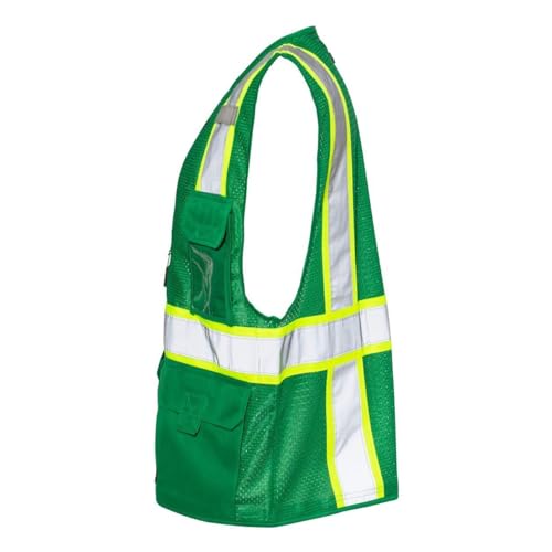 Image of Kishigo Black Enhanced Visibility Men's Vest B100, Multi Pocket Mesh Hi-Vis Vest, Ultra-Cool Polyester, 6 Pockets, Zipper