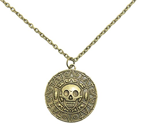 Inspirado por las películas de piratas del Caribe Aztec moneda medallón maldita collar collar con colgante en forma de calavera de nueva versión