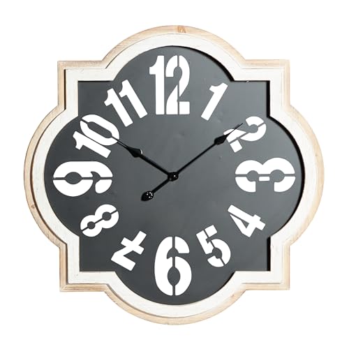 Deco 79 Metal Decorative Quatrefoil Wall Clock for Home and Room, 32 x 2 x 32 , Black