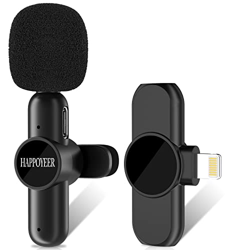 Wireless Lavalier Microphone for iPhone/iPad,Professional Wireless Mini Microphones for Video Recording,TikTok Facebook YouTube Live Stream Clip-on Plug & Play Phone Lapel Mic for Singing Vlogging