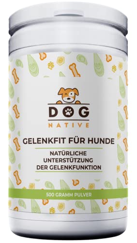 Dog-Native GelenkFit Pulver für Hunde, natürliches Gelenkpulver mit Grünlippmuschel, MSM, Kollagen-Hydrolysat und Chondroitin für Gelenke, 500 g