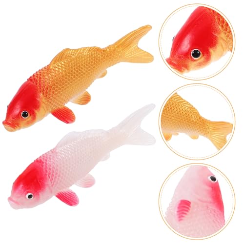 TOYANDONA Künstlicher Koi Fisch Schwimmende Aquariendekorationen Realistische Fisch-Stütze Goldfisch Figuren Fischtankzubehör Miniatur Dekor Für Aquarium Haus- Und Gartendekoration 2 Stück