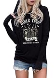 Susongeth Halloween Sanderson Sisters Fashion Hoodie Women Halloween Hocus Pocus Long Sleeve T-Shirt Lightweight Pullover Top（Black-P, M