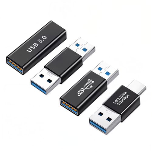 Image of Verilux 4Pcs Aluminum Alloy USB Adapter Kit, USB 3.0 Female to Female & Male to Male & Female to Male & USB Male to C Male with 5Gbps High-Speed Data Transfer for iPhone 17 /16 /15, Tablet, Laptop