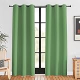 Picture of NICETOWN Blackout Window Curtains 80 inch Long, 2 Panels, 34 inch, Forest Green, Grommet Top Room Darkening Thermal Insulated Solid Vertical Drapes for Bedroom/Kid Room