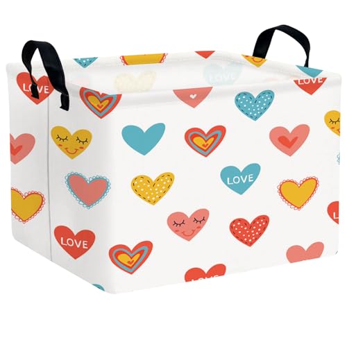 Image of Cute Heart Valentine's Day Basket Gifts Empty Storage Basket for Kid and Baby Room Decor (Colorful Heart)