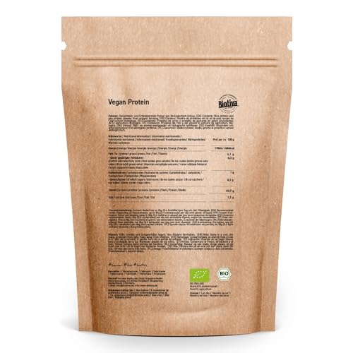 Miniatura 6 de Biotiva Proteína Vegana En Polvo Ecológica 900g - 83 Proteína - Sin Soja - Proteína De Guisante Y Arroz - 23g Proteína Por Dosis - Vegana - Embotellada Y Controlada En Alemania De-Öko-005