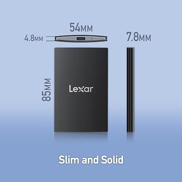 Lexar SL500 harici SSD 1 TB, USB3.2 Gen2x2 taşınabilir SSD, 2000 MB/s'ye kadar PSSD okuma, 1800 MB/s yazma, harici katı hal sürücüsü, iPhone15 Serisi/Mac/PS5/XBOX/Laptop/PC (LSL500X001T-RNBNG) için