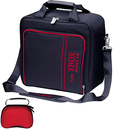 oamarando Carrying Case for XBOX,Compatible with XBOX SERIES X/S, Travel Storage Bag for XBOX Controllers and Accessories,with Controller Protection Box (Black-Red)