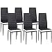 Lot de 6 chaises de Salle a Manger, Siege Rembourre Epais, Noir et Blanc Tampon (Noir-6-B)