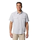 Columbia Mens PFG Backwater Short Sleeve Shirt, Cool Grey, Medium