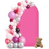 Cubierta de fondo de arco – arco de boda de doble cara con parte superior redonda, fondo fotográfico ideal para bodas, cumpleaños, ceremonias, fiestas y banquetes (fucsia, 1 x 2 m)