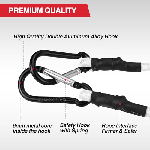 image for WORKPRO 24 Inch Bungee Cords with Hooks, 4 Pack Superior Rubber Heavy 