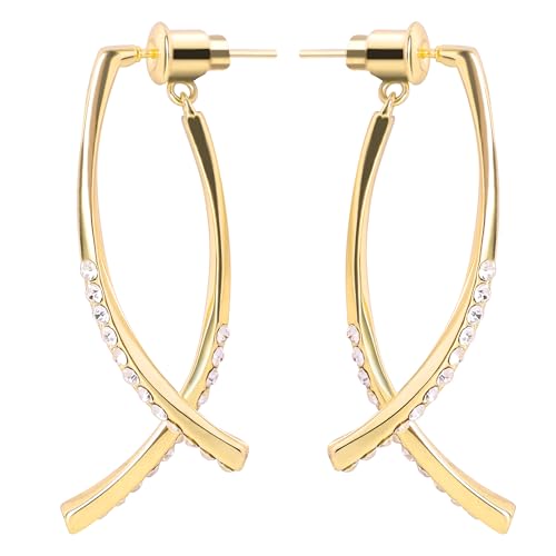 14K Gold Dangle Earrings - Elegant Long Drop Earrings for Women