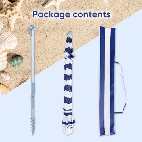 Image of Tempera Heavy Duty High Wind Beach Umbrella with Sand Anchor & Carry Bag | Patio Outdoor Umbrella with Aluminum Frame and Push Button Tilt, Ideal for Garden Lawn, UPF 60+