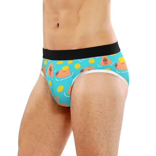 Men's Underwear Briefs Comfort Soft Stretch Classic Fit Cute Capybara Briefs with Contour Pouch4