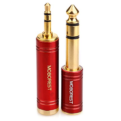 Moborest 3.5Mm M To 6.35Mm F Stereo Pure Copper Adapter, 1/8 Inch Plug Male To 1/4 Inch Jack Female Stereo Adapter, Can Be Used Conversion Headphone Adapte, Amp Adapte, Red 2Pcs #TOP10