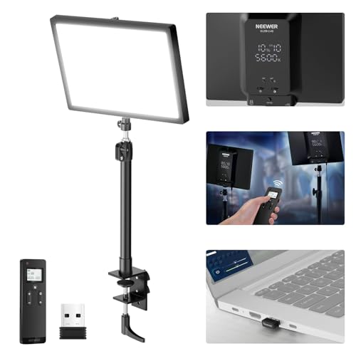 NEEWER 25W 12,9' Key Light Streaming con Supporto Tavolo/Remoto 2.4G/Trasmettitore USB Controllo APP...