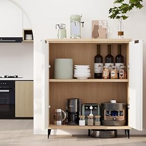 Sideboard Cabinet Buffet Cabinet with Storage, Accent Cabinet Fluted Cabinet Coffee Bar Cabinet for Kitchen and Dining Room, Console Cabinet Entryway Cabinet for Living Room, White+Natural Sideboard Cabinet Buffet Cabinet with Storage Accent Cabinet Fluted Cabinet Coffee Bar Cabinet for Kitchen and Dining Room Console Cabinet Entryway Cabinet for Living Room WhiteNatural