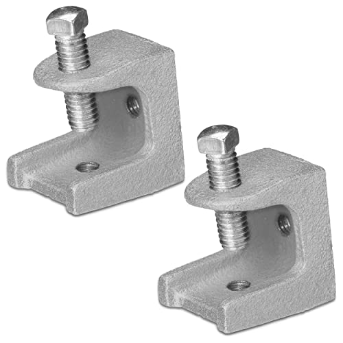 OHLECTRIC 2 Pack - Malleable Iron Rod Support Beam Clamp – Zinc Plated for Corrosion Resistance – 1-1/8" Jaw Opening – Supports 2/16-18 Set Screws & 1/2”-3 Rods – Up to 750 lbs Load Capacity by OHLECTRIC - Used condition - US$10.15