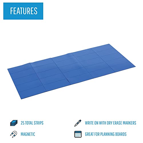 MasterVision Blue Dry Erase Rectangular Colored Magnets, 25 Count, Color Coding Magnetic Tape Strips, 0.875" x 2" (FM2401) - Thumbnail 3