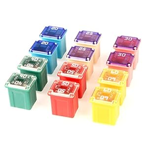 Gebildet 12pcs 12V-24V Automotive Low Profile Jcase Box Shaped Assorted Fuse for Trucks,Cars and SUV,Boat(20A/25A/30A…