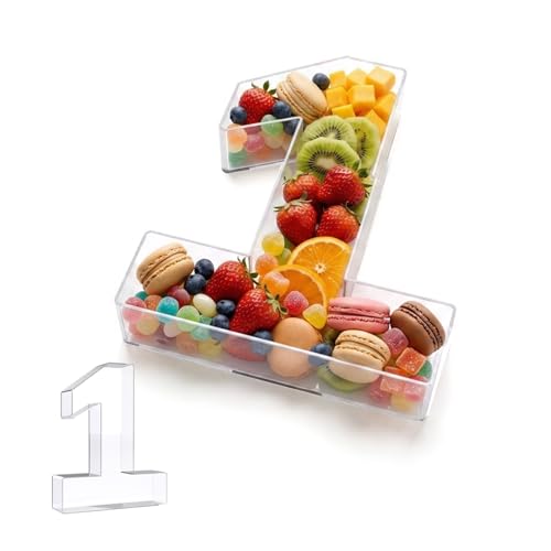 Image of Pooqla 10 inch Acrylic Number 1 Charcuterie Tray for 1st Birthday Decorations