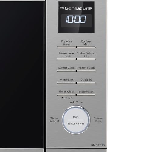 Panasonic NN-SD78LS 1.6 cu.ft Cyclonic Inverter Countertop Microwave Oven 1250Watt Power with Genius Sensor Cooking, cft, 19.44"D x 21.88"W x 11.94"H,Stainless Steel