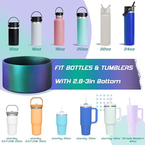 VIKIZUES Chameleon Gradient Metallic Silicone Boot, Compatible with Stanley Quencher 20-40oz Tumblers and 12-24oz Water Bottles with 2.8-3in Base, Protective Glitter Noise Reduction Bottom Sleeve