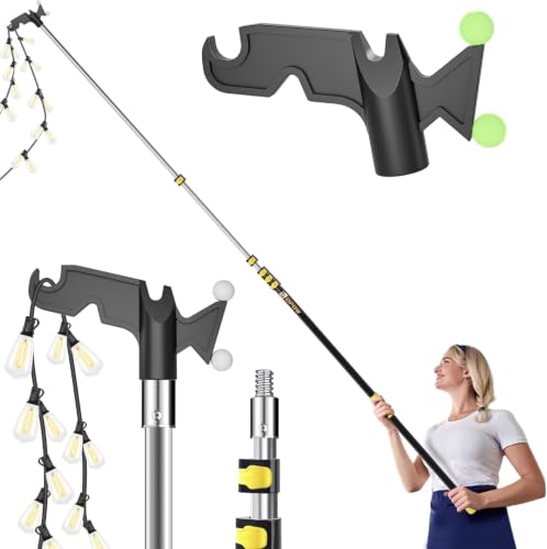 6-24ft Telescopic Extension Pole with Utility Hook for Lihgts Clothes