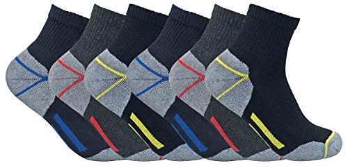 Mens Ultimate Cotton Low Ankle Quarter Work Socks for Steel Toe Boots
