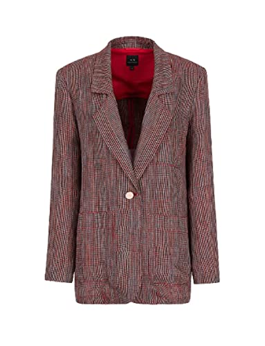 Armani Exchange Women's Linen Glen Plaid Boyfriend Blazer