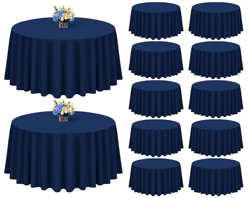 Showgeous 12 Pack Navy Blue Polyester 120 Inch Round Tablecloths
