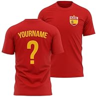 Personalised Spain Badge T shirt For Men, Mens Personalised Spain Badge T Shirt, Football Gifts For Personalised Show your support with our personalised Spain badge T-shirt, complete with your name and number, ensuring you stand out in the crowd duri...