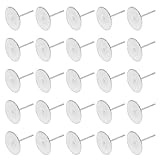 Tupalizy Stainless Steel Flat Blank Pad Tray Earring Posts Earring Pin Studs for Resin Stud Earring Jewelry Making Earring Repair Business Craft Projects DIY Supplies Accessories, 50PCS (12mm)