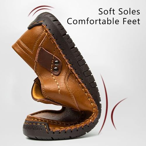 The First Young Driving Boots Men, Vintage Handmade Premium Leather Slip on Driving Boots Travel & Outdoor, Waterproof3