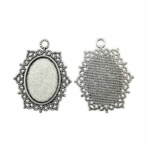 Fit 18x25mm Oval Fashion Glass Bezel Tray for Handmade Keychains for Dried Flowers, Antique Silver Color, 4 Pieces