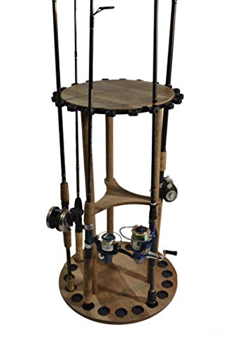 Snapklik.com : Old Cedar Outfitters Barnwood Spinning Round Rack, 20 Rod