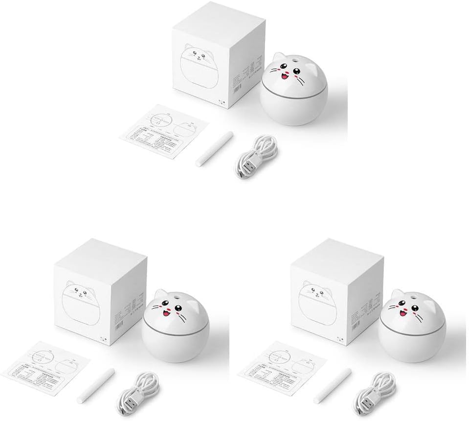 Air Humidifier 3 Set of Air Humidifier 300ml 2W Portable Travel LED Aroma Diffuser with Night Light Cartoon Decoration Spray Mist Maker for Household