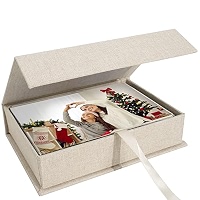 Linen 8" X 10" Photo Cases And Postcard Keeper Storage Container Box 1Pcs For