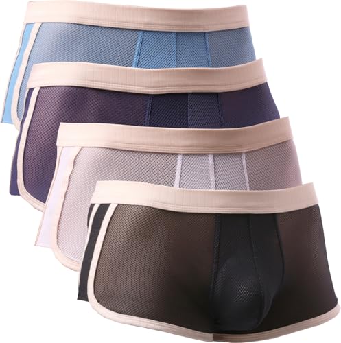 Evankin Men's Sexy Boxer Briefs Breathable Mesh Underwear Low Rise Split Side Arrow Short Pants Trunks Lingerie