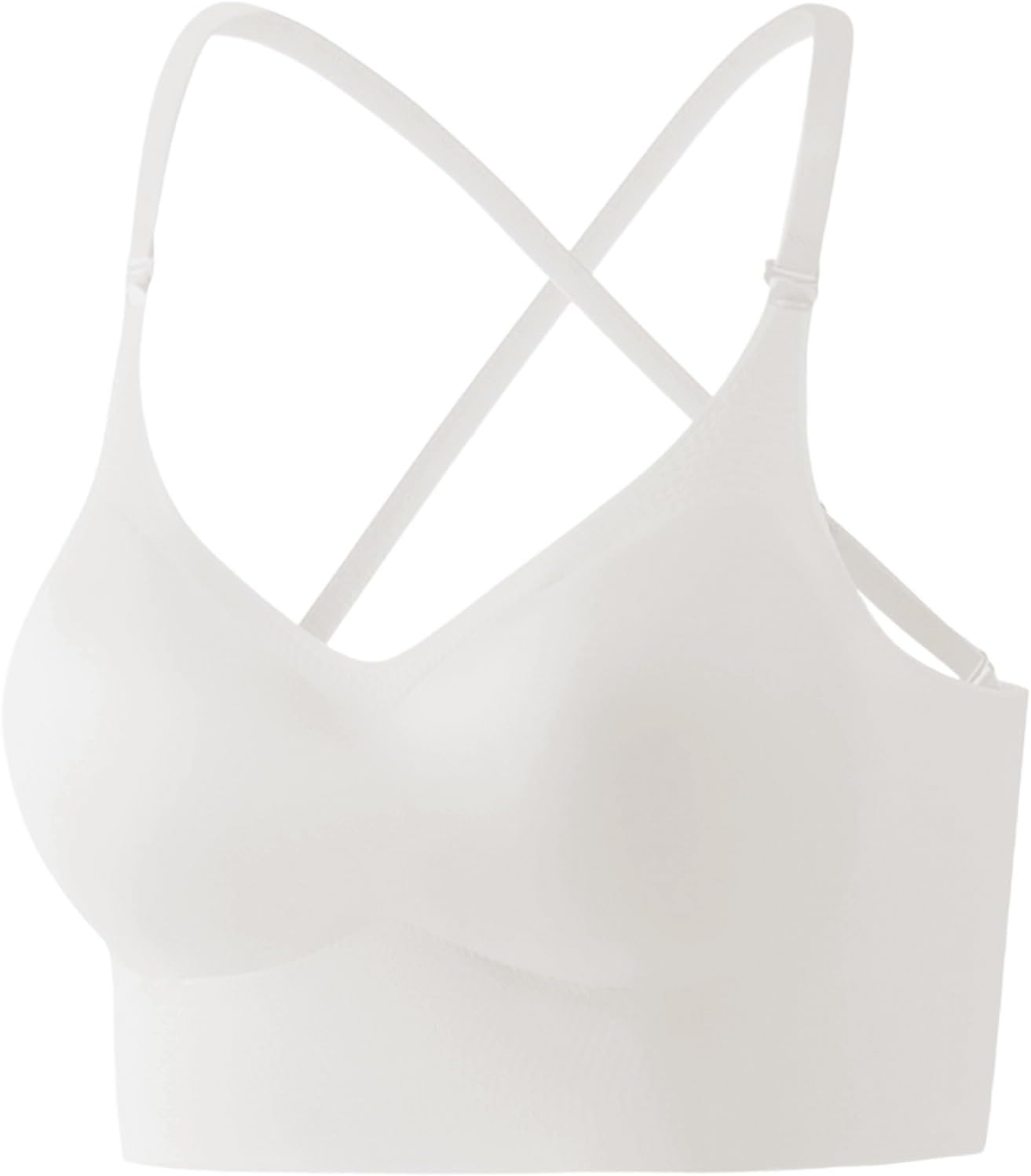 Sports Bra, Wireless Non Padded Seamless Bra for Lightly Lined Yoga Sports Bras Comfortable T Shirt Bralette Racerback Tank Top with Built in Support
