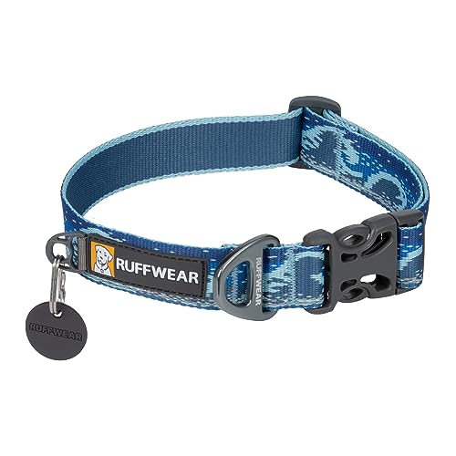 RUFFWEAR Crag Collar, Small Adjustable Comfortable Collar, Aluminium V-Ring, Dog Lead Attachment, 28-36cm, Midnight Wave