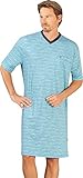 hajo Nachthemd Kurzarm 1/2 Arm 53617 620 Premium Cotton Azur gestreift, Herren-Größe:58