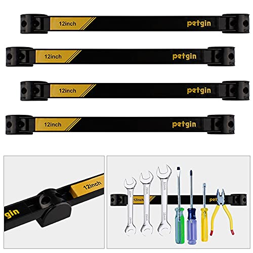 Petgin Set Of 4 Magnetic Tool Holder Rack - Heavy Duty Garage Wall Holder Strip For Tools - Tool Bar With Magnet For Screwdriver, Wrench (12Inch) #TOP1