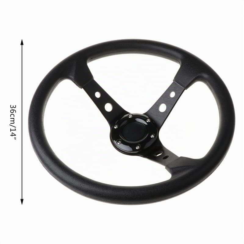 Volante Desplazado Deportivo,Volante Coche MODIFICACIÓN DEL COCHE VIETARIO DEPORTIVO Universal 14 pulgadas / 350MM PVC cuero(C)