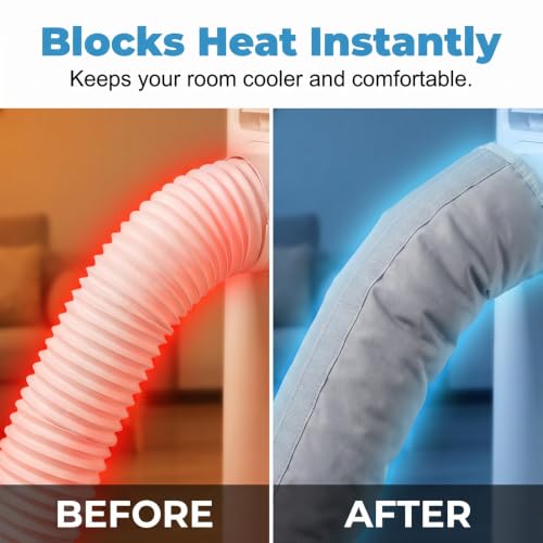 Image of Portable AC Hose Insulation Sleeve,60 inch Long Cover with Aluminum Foil for 5 inch-5.9 inch Exhaust Hose (Black /2pcs)
