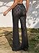 Fisoew Womens Crochet Cover Up Pants Casual Wide Leg High Waisted Hollow Out Tassel Summer Beach Mesh Bathing Suit Pants Black